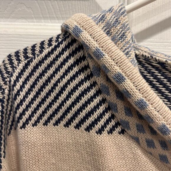 Altar'd State Striped Baja Hoodie Tassel Fringe Boho Cotton Sweater Large Cream - Picture 5 of 7